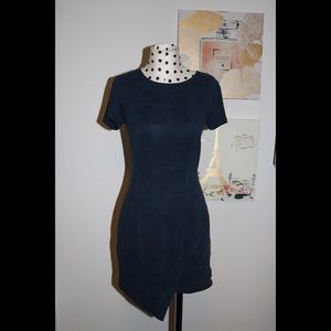 AQUA Faux Suede Asymmetric Dress
